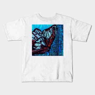 Mosaic Butterfly Blue Kids T-Shirt